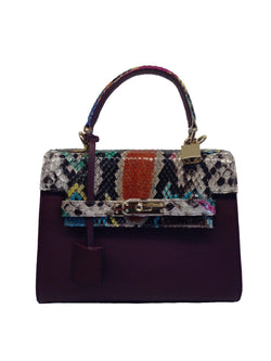 Bolso  Luna Medium   Pitón Multicolor Piel Burdeos