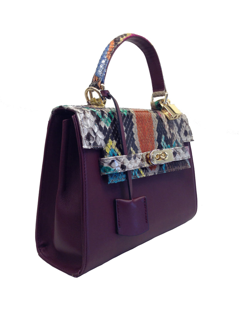 Bolso  Luna Medium   Pitón Multicolor Piel Burdeos