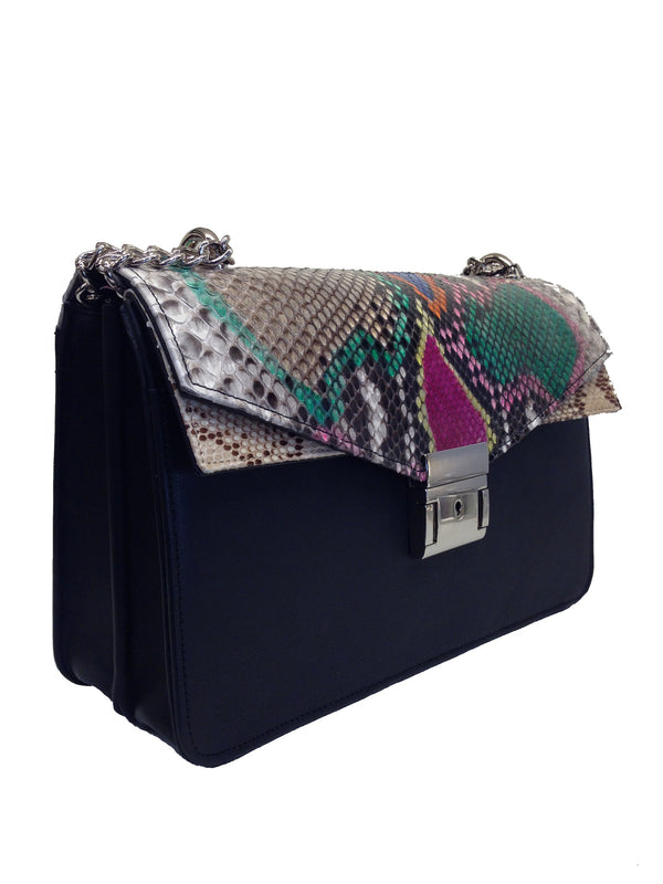 Bolso Esther Pitón Multicolor Piel Negro